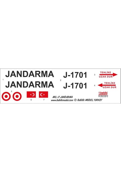 DBT01228 1/35 Mil-17, Jandarma, Dekal Çıkartma