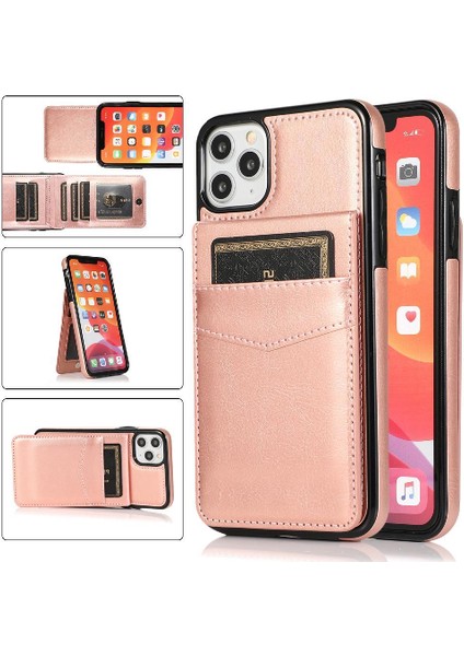 IPhone 11 Pro Max Kart Tutucu Kılıf Cüzdan Manyetik Toka ile Uyumlu (Yurt Dışından)