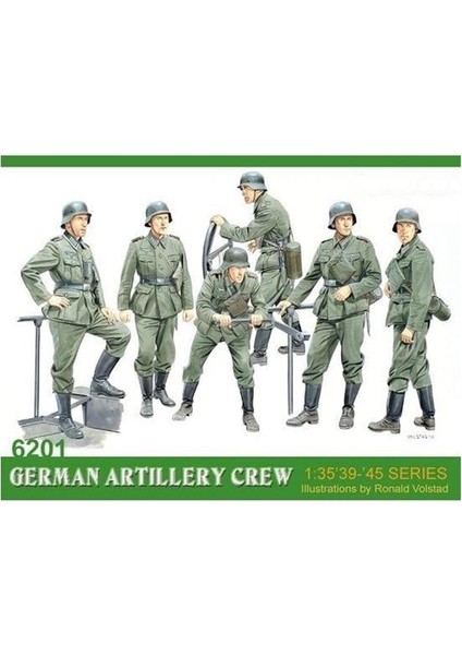 6201 1/35 Ölçek Alman Topçu Mürettebatı Asker Figürleri Plastik Model Kiti