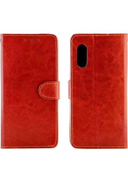 Samsung Galaxy Xcover Pro Kickstand Kart Tutucu Pu Deri Için Flip Case (Yurt Dışından)