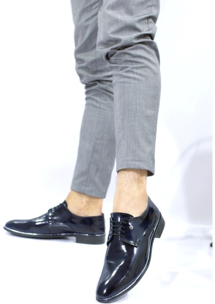 Koyu Lacivert Erkek Damatlık Ayakkabı PVC Taban ve Ortopedik İç Astar ile Şık Tasarım