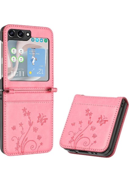 Samsung Galaxy Z Flip6 Manyetik Kapatma Bilek Kayışı Pu Kart Için Flip Case (Yurt Dışından)