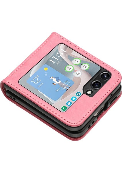 Samsung Galaxy Z Flip6 Manyetik Kapatma Bilek Kayışı Pu Kart Için Flip Case (Yurt Dışından) modelleri