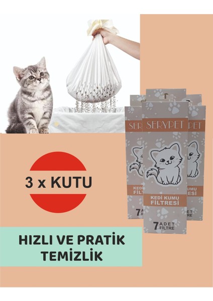 Kedi Kumu Temizleme Kokusuz Elekli Filtre 3'lü Avantaj Set