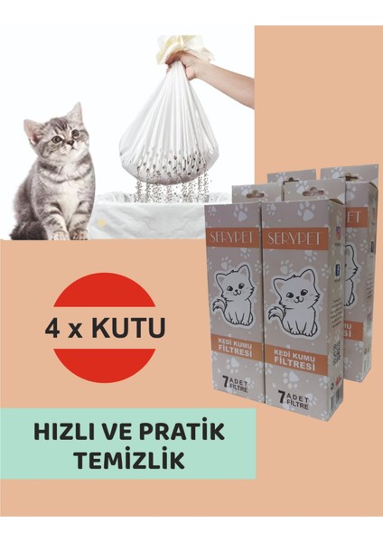 Kedi Kumu Temizleme Kokusuz Elekli Filtre 4'lü Avantaj Set