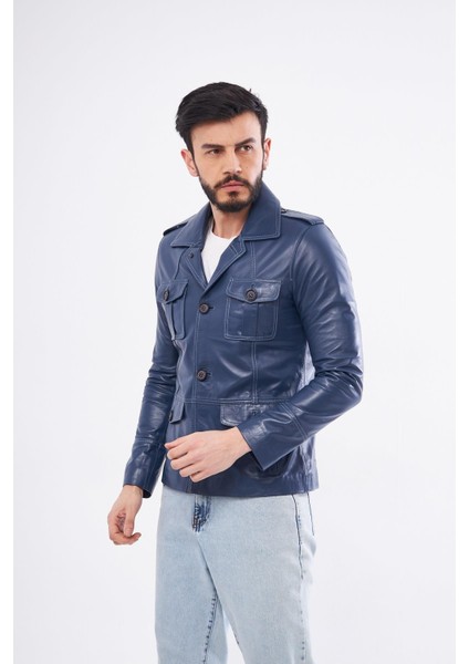 DER265 Deri Erkek Mavi Mont fiyatları