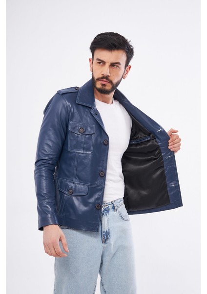 DER265 Deri Erkek Mavi Mont modelleri