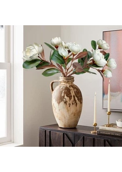 Yapay Çiçek Lüx Manolya Gerçek Dokulu Letex Eva Magnolia Gelin Çiçeği 40CM Beyaz fiyatları