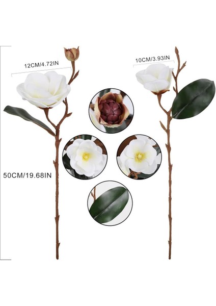 Yapay Çiçek Lüx Manolya Gerçek Dokulu Letex Eva Magnolia Gelin Çiçeği 40CM Beyaz indirimleri
