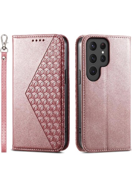 Samsung Galaxy S24 Ultra Cüzdan Eşkenar Dörtgen Şekli El Kayışı Kullanımı Için Flip Case (Yurt Dışından)