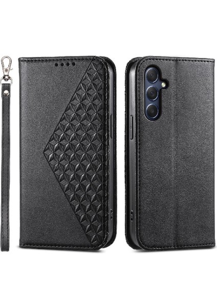 Samsung Galaxy M54 Cüzdan Için Flip Case El Kayışı Standı Günlük Kullanım Eşkenar Dörtgen (Yurt Dışından)