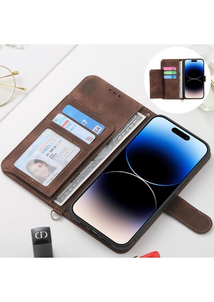 IPhone 16 Için Flip Case Pro Max Çoklu Kredi Kartı Yuvaları Kabartmalı (Yurt Dışından)