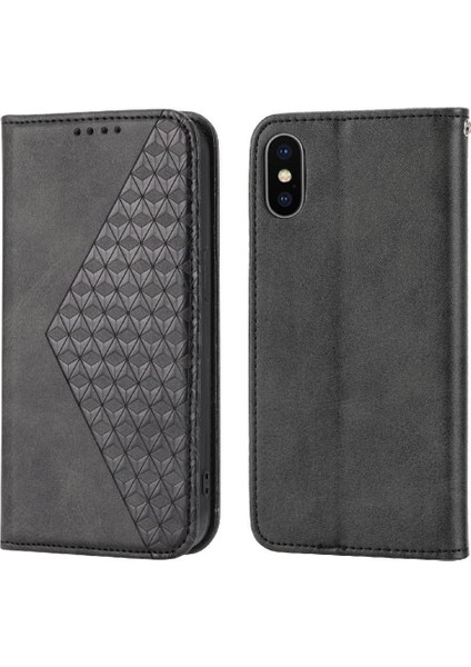 IPhone Xs Max Günlük Kullanım Için Flip Case Standı Eşkenar Dörtgen Şekli Cüzdan El Kayışı (Yurt Dışından)