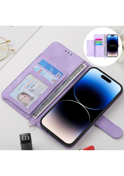 IPhone 16 Için Flip Case Pro Max Çoklu Kredi Kartı Yuvaları Kabartmalı (Yurt Dışından)