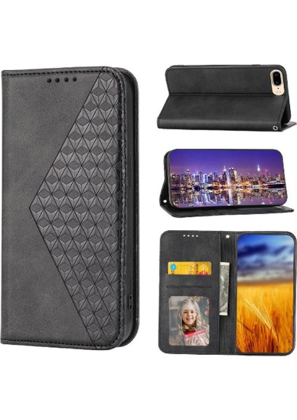 IPhone 7/8 Için Flip Case Eşkenar Dörtgen Şekli Günlük Kullanım Standı Cüzdan El Kayışı (Yurt Dışından)