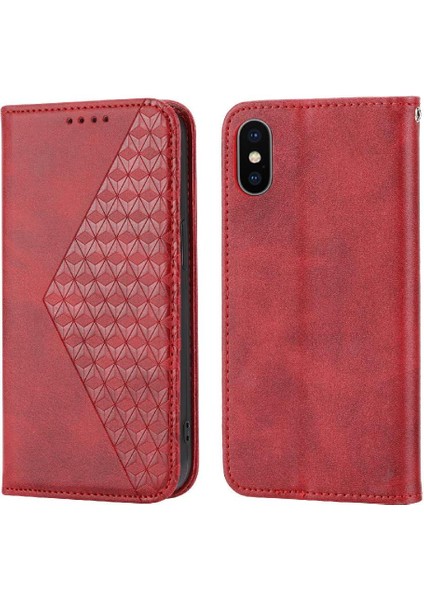 IPhone Xs Max Günlük Kullanım Için Flip Case Standı Eşkenar Dörtgen Şekli Cüzdan El Kayışı (Yurt Dışından)