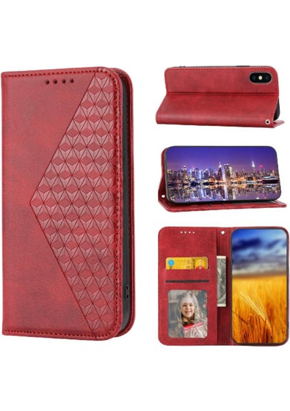 IPhone Xs Max Günlük Kullanım Için Flip Case Standı Eşkenar Dörtgen Şekli Cüzdan El Kayışı (Yurt Dışından) indirimleri