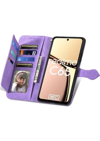 Realme C65 Cüzdan Çok Renkli Çoklu Kart Yuvası Iş Çevirme Için Flip Case (Yurt Dışından)