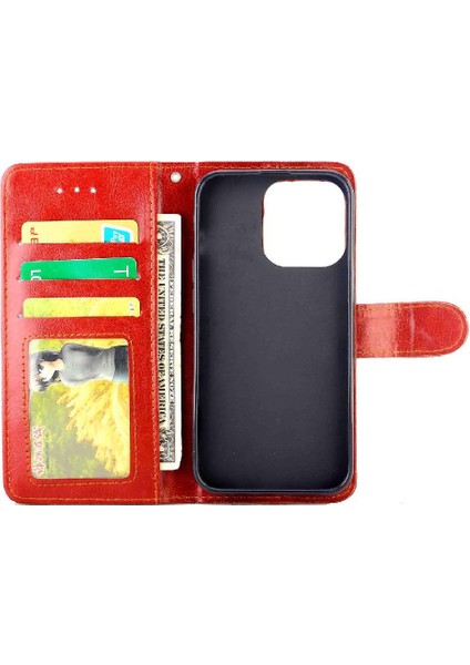 IPhone 14 Için Flip Case Darbeye Pu Deri Kart Tutucu Kickstand (Yurt Dışından)