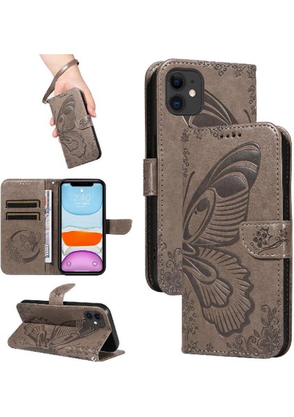 Kredi Kartı Yuvası ile IPhone 12 Mini Yüksek Kaliteli Deri Için Flip Case (Yurt Dışından)