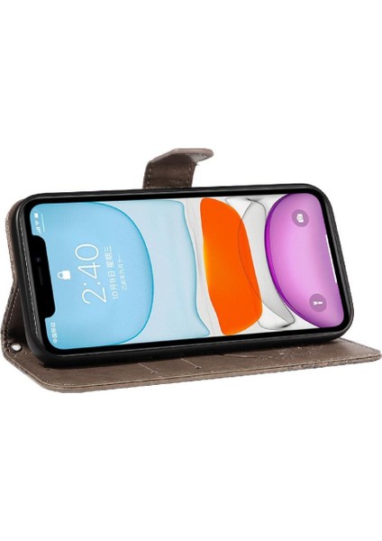 Kredi Kartı Yuvası ile IPhone 12 Mini Yüksek Kaliteli Deri Için Flip Case (Yurt Dışından)