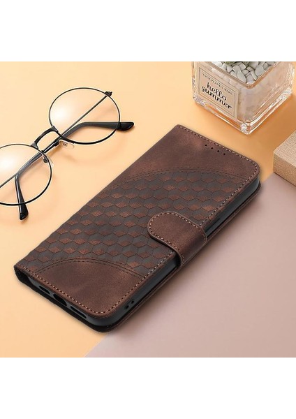 Xiaomi Redmi 13 Için Flip Case Geometrik Desen Darbeye Deri Kılıf Pu (Yurt Dışından)