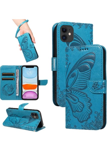 Kredi Kartı Yuvası ile IPhone 12 Mini Yüksek Kaliteli Deri Için Flip Case (Yurt Dışından)