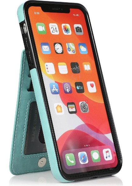 IPhone 11 Pro Max Kart Tutucu Kılıf Cüzdan Manyetik Toka ile Uyumlu (Yurt Dışından)