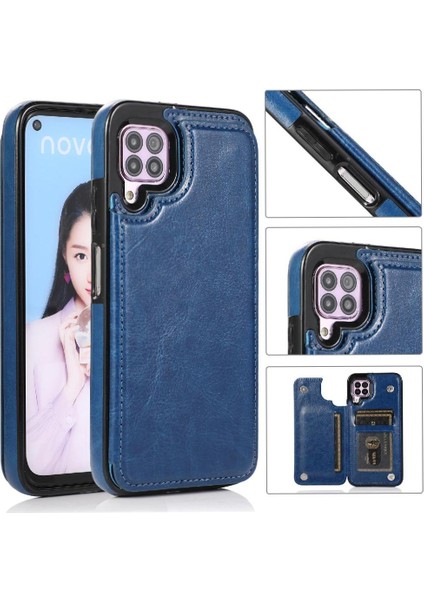 Kart Tutucu Kart Yuvaları Kickstand Pu ile Huawei P40 Lite Için Cüzdan Kılıf (Yurt Dışından)