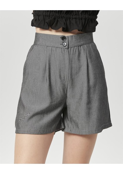 Yüksek Bel Atlantis Kumaş Bermuda Şort Antrasit indirimleri