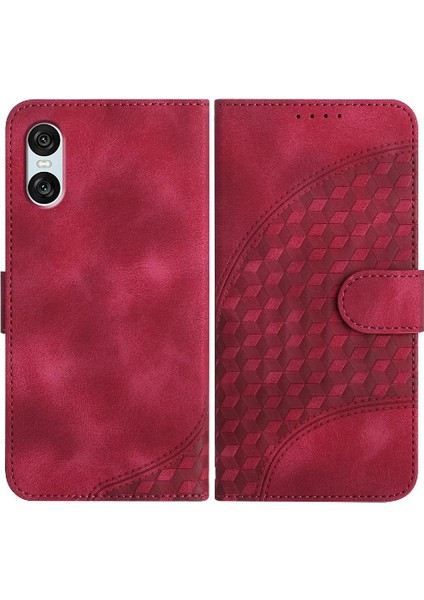 Sony Xperia 10 Vı Darbeye Deri Kılıf Için Flip Case Geometrik Desen (Yurt Dışından)