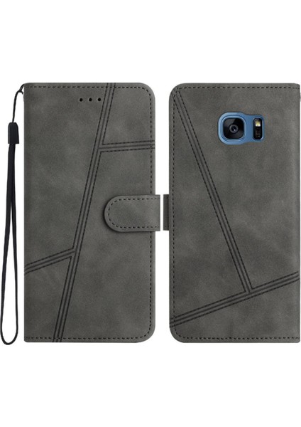 Samsung Galaxy S7 Kenar Cüzdan Için Flip Case Pu Deri Bilek Kayışı Tam (Yurt Dışından)