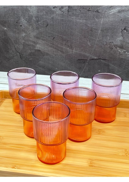 6 Lı Kristal Cam Renkli Meşrubat Su Bardağı Pinterest Origami Model Bardak 200CC fiyatları