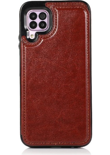 Kart Tutucu Kart Yuvaları Kickstand Pu ile Huawei P40 Lite Için Cüzdan Kılıf (Yurt Dışından)