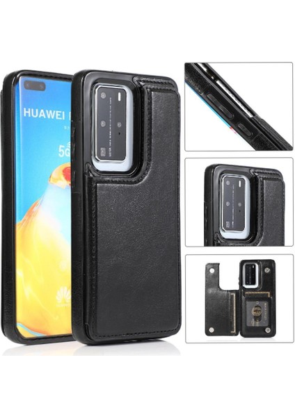 Cüzdan Kılıf Için Huawei P40 Pro Çift Manyetik Toka Kart Yuvaları Pu ile (Yurt Dışından) indirimleri