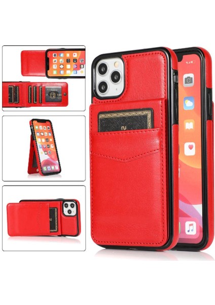IPhone 11 Pro Max Kart Tutucu Kılıf Cüzdan Manyetik Toka ile Uyumlu (Yurt Dışından)