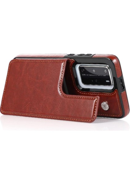 Huawei P40 Kart Yuvaları Için Cüzdan Durumda Çift Manyetik Toka Kickstand Pu (Yurt Dışından) modelleri