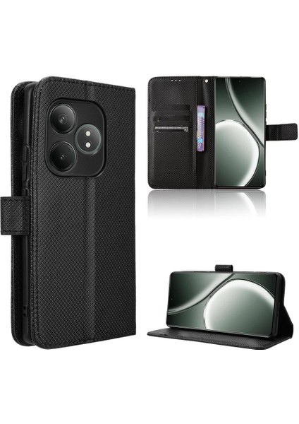 Realme Gt 6 Kickstand Kapak Kart Tutucu Manyetik Cüzdan Için Kılıf (Yurt Dışından)
