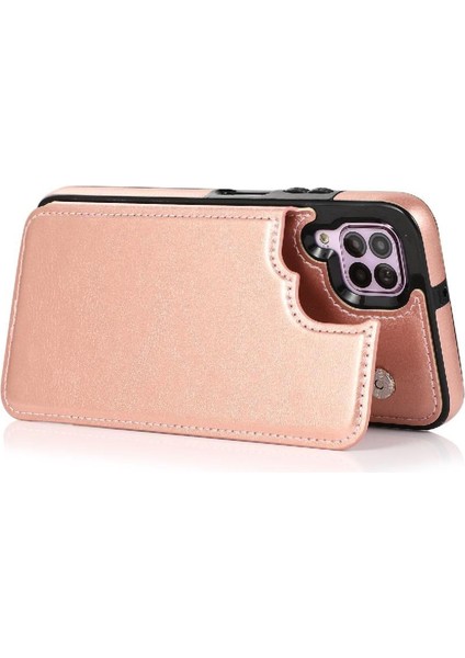 Kart Tutucu Kart Yuvaları Kickstand Pu ile Huawei P40 Lite Için Cüzdan Kılıf (Yurt Dışından)