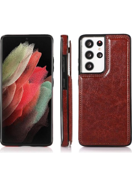 Kart ile Samsung Galaxy S21 Ultra Çift Manyetik Toka Için Cüzdan Kılıf (Yurt Dışından) indirimleri