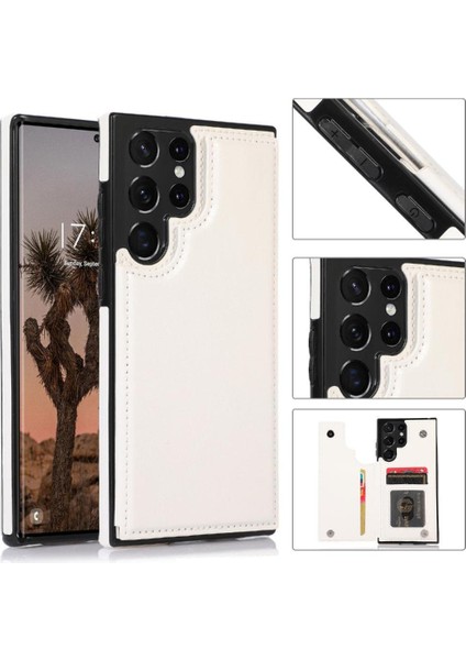 Samsung Galaxy S22 Ultra Çift Manyetik Toka Kickstand Için Cüzdan Kılıf (Yurt Dışından)