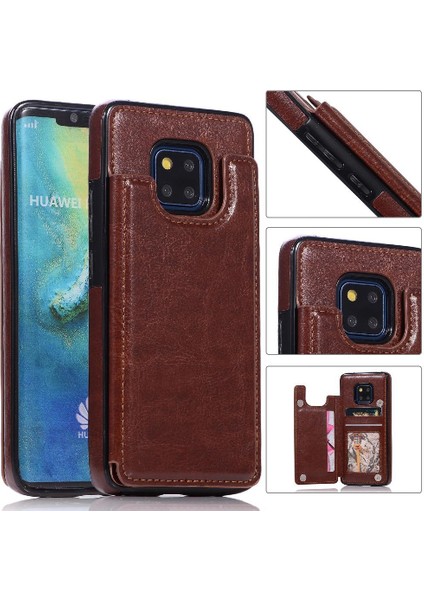 Cüzdan Kılıf Için Huawei Mate 20 Pro Kart Yuvaları Pu Deri Çift Manyetik (Yurt Dışından)