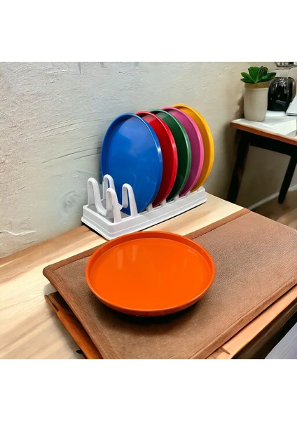 6 Lı Metal Renkli Sunum Servis Tepsisi Tepsi 24CM