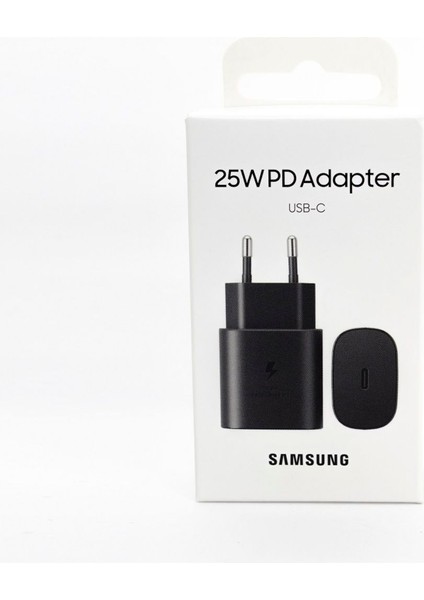 Siyah Galaxy S24 Plus Type-C Fast Şarj Adaptörü 25W Siyah (Samsung Türkiye Garantili) USB Type C 2