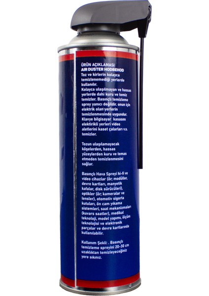 Tetikli Çubuklu Kapak Toz Alıcı Basınçlı Hava Spreyi Air Duster 500 ml