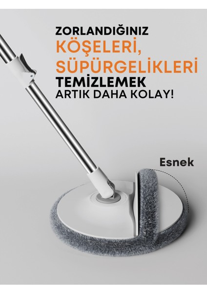 Temiz & Kirli Suyu Ayırma Özelliği Temizlik Seti Mop/paspas + 1 Adet Mikrofiber Bez Hediyeli (Kenarlık Silebilme Özellikli Yuvarlak Mop)