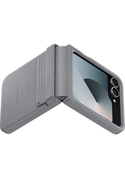 Galaxy Flip6 Vegan Deri Kılıf - Gri