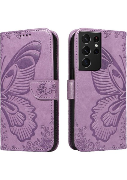 Samsung Galaxy S21 Için Flip Case Ultra Ayrılabilir El Kayışı Kabartmalı Yüksek (Yurt Dışından)