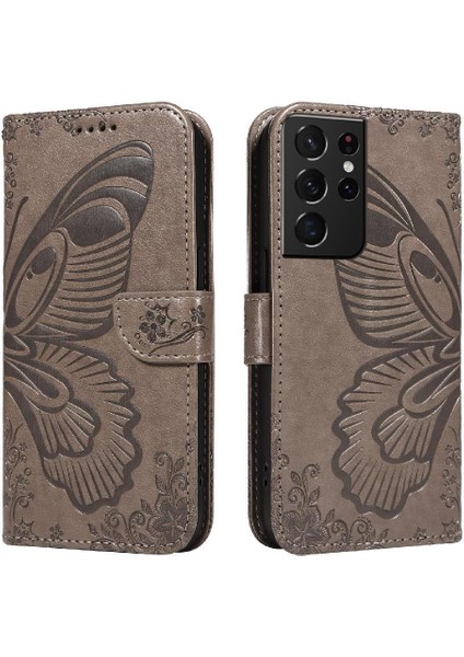 Samsung Galaxy S21 Için Flip Case Ultra Ayrılabilir El Kayışı Kabartmalı Yüksek (Yurt Dışından)