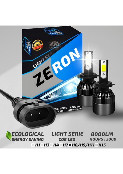 Zeron Light Series H9 LED Xenon Şimşek Etkili LED Xenon LED Ampul